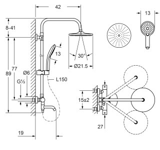 Душевая стойка Laguraty Thermostat 17050 с изливом и термостатом хром